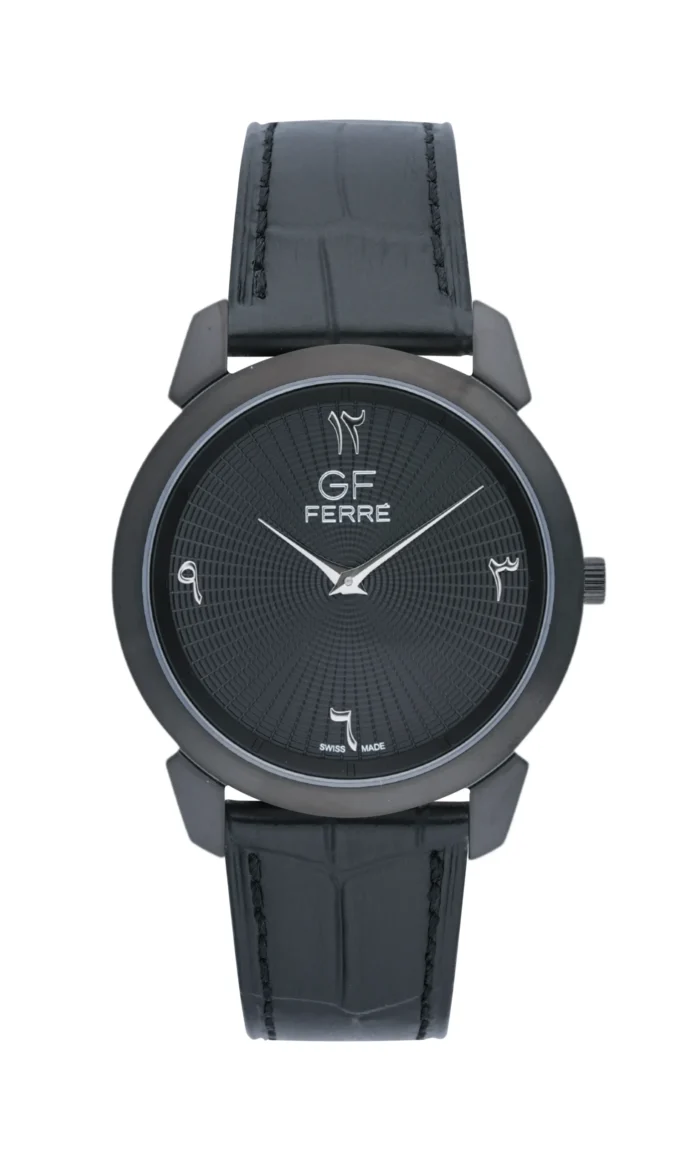 GF Ferre- Unisex- Black Case- Black Dial- Black Leather - Image 1