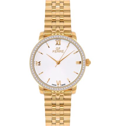 GF Ferre- Ladies- GP Case- Silver Dial- GP Band- CZ 70
