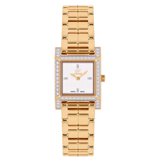 GF Ferre- Ladies- GP Case- White Dial- GP Band- CZ