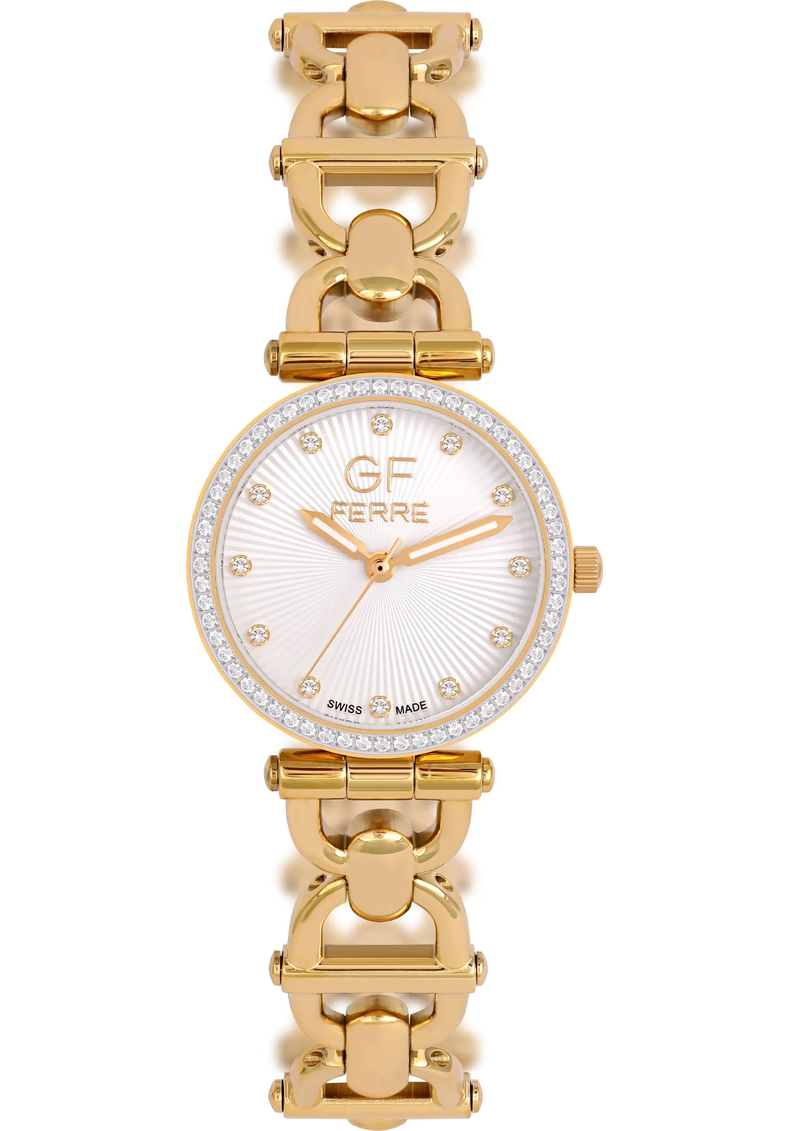 GFGP170030LZ.webp GF Ferre- Ladies- GP Case- White Dial- GP Band- CZ 64-12 - Image 1