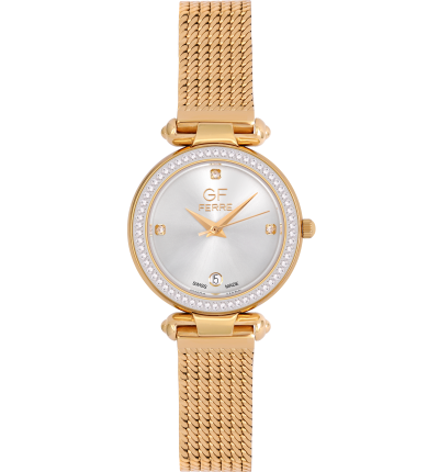 GF Ferre- Ladies- GP Case- White Dial- GP Band- CZ