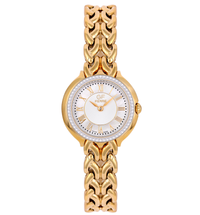 GF Ferre- Ladies- GP Case- MOP Dial- GP Band- 60 CZ
