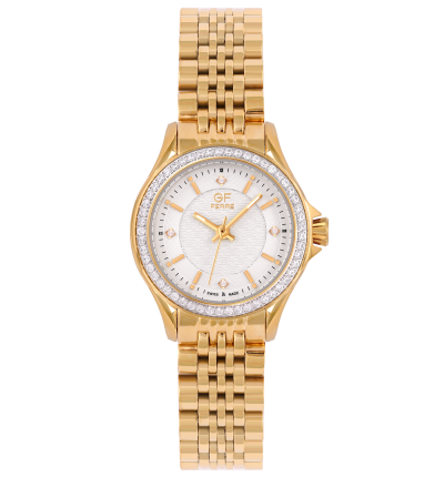 GF Ferre- Ladies- GP Case- White Dial- GP Band- 53 CZ