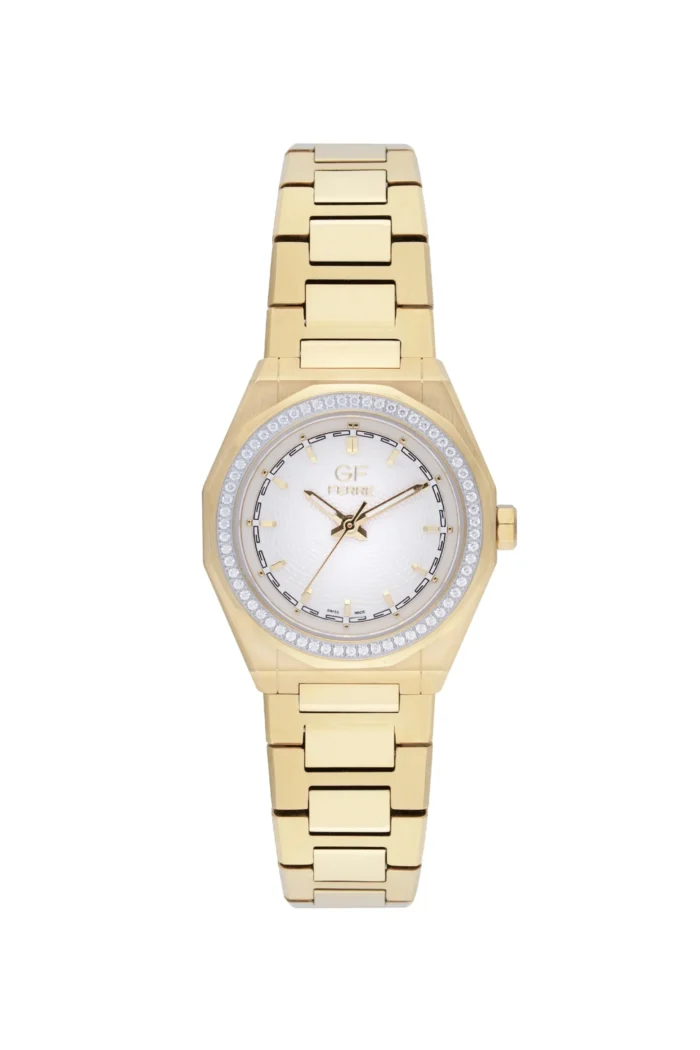 GF Ferre- Ladies- GP Case- White Dial- GP Band- CZ - Image 1