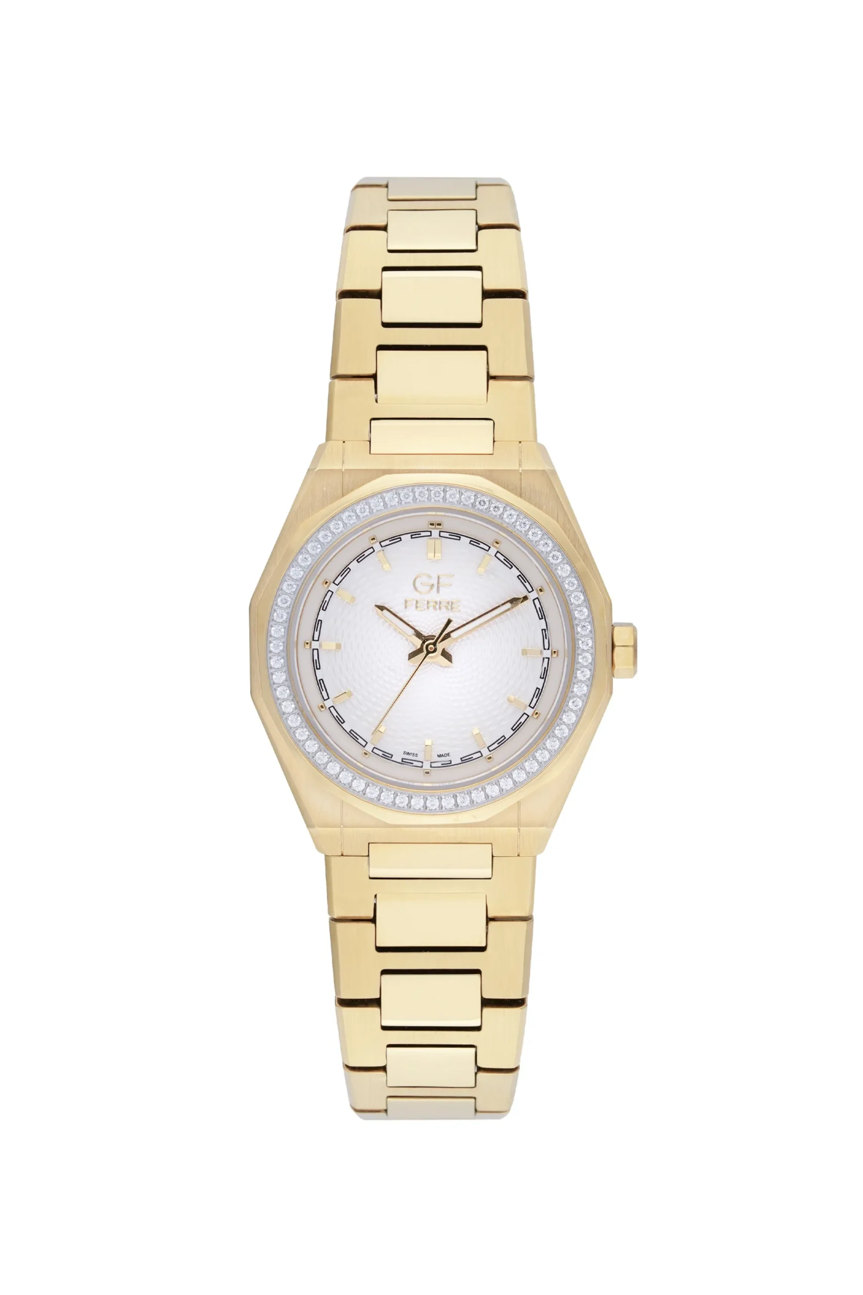 GFGP170170LZ.webp GF Ferre- Ladies- GP Case- White Dial- GP Band- CZ - Image 1