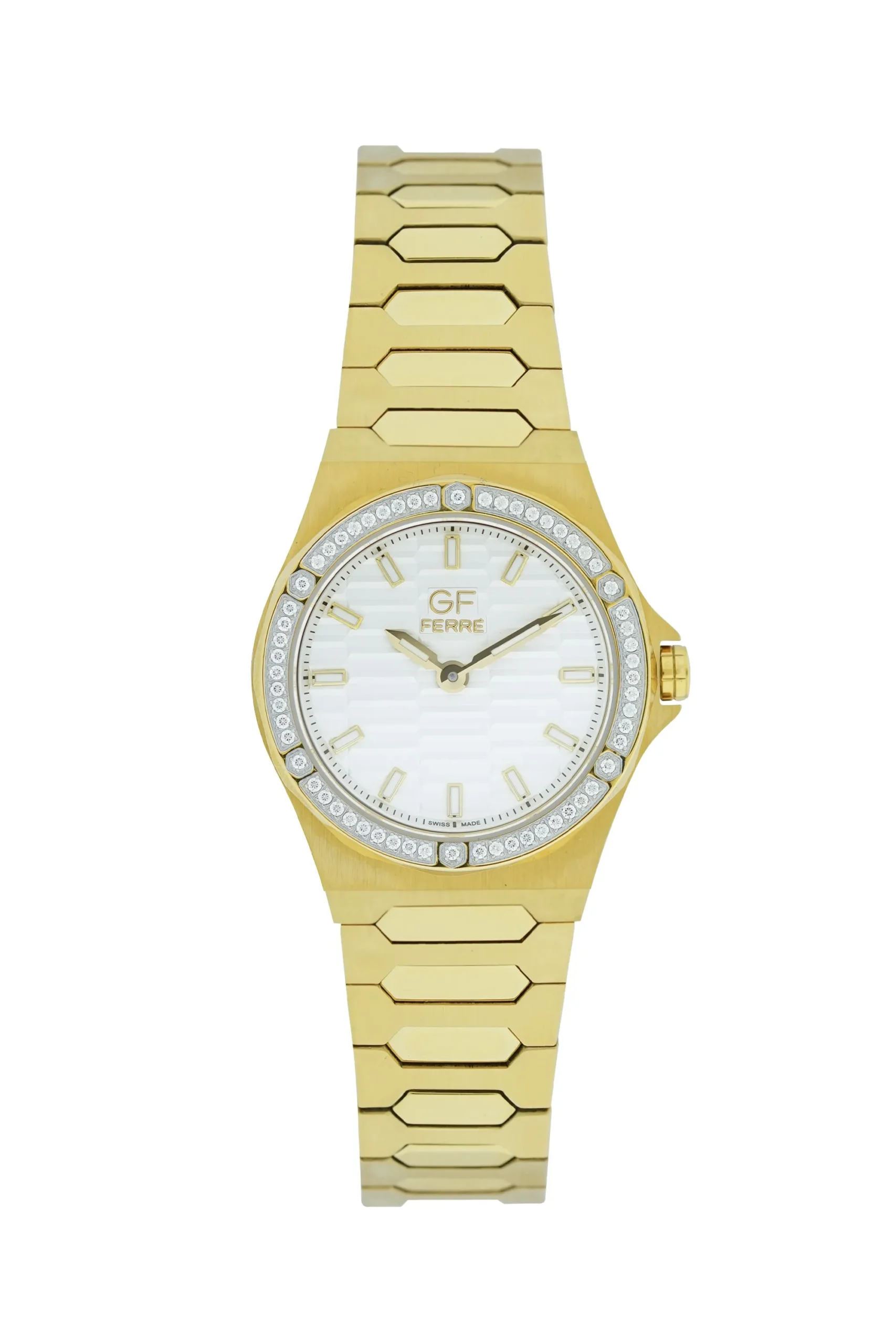 GFGP170181LZ.webp GF Ferre- Ladies- GP Case- White Dial- GP Band- CZ - Image 1