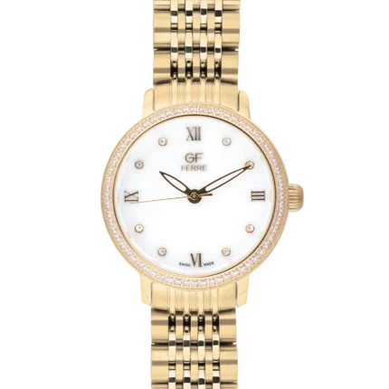 GF Ferre- Ladies- GP Case- White Dial- GP Band- CZ