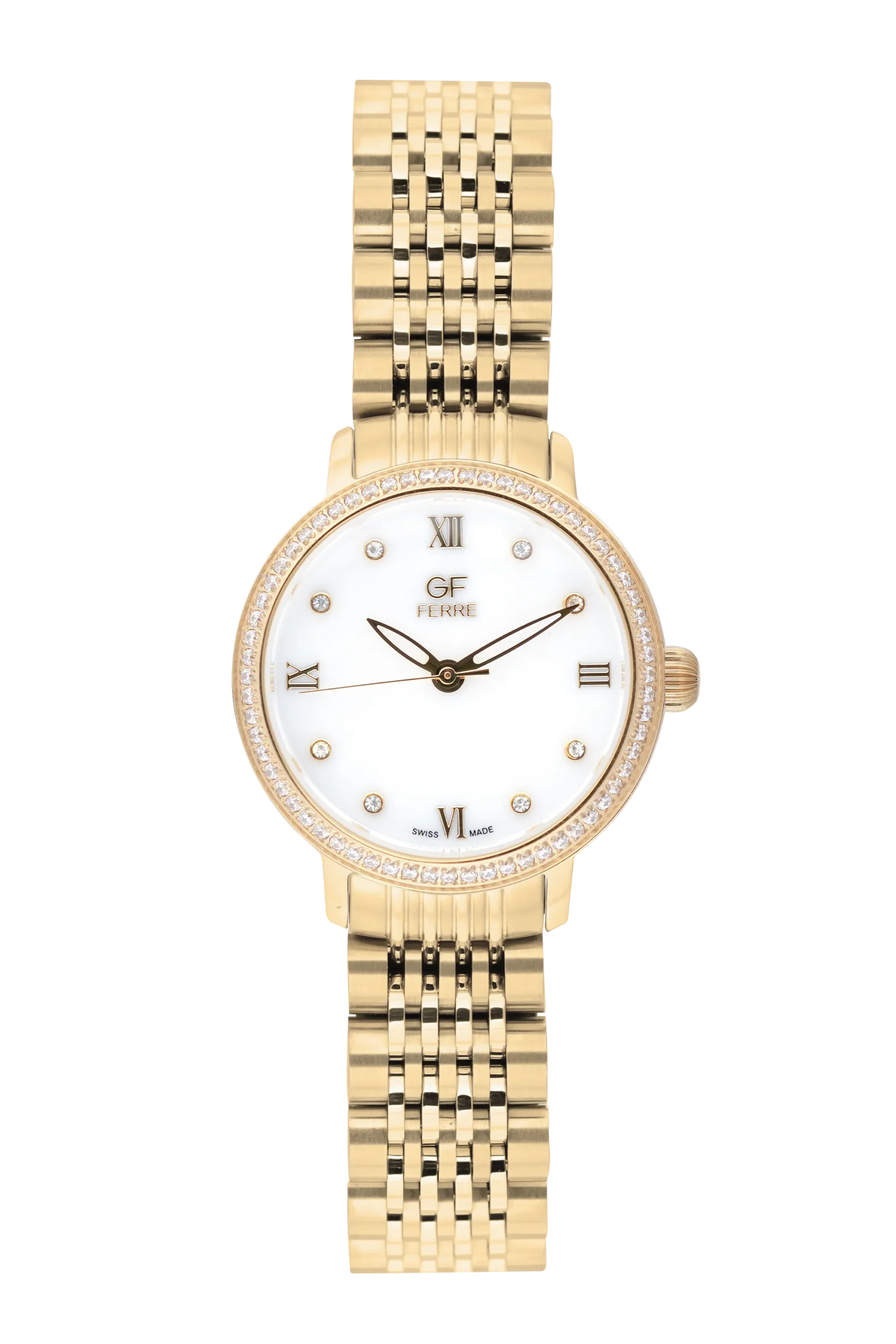 GFGP2177LZ.webp GF Ferre- Ladies- GP Case- White Dial- GP Band- CZ - Image 1