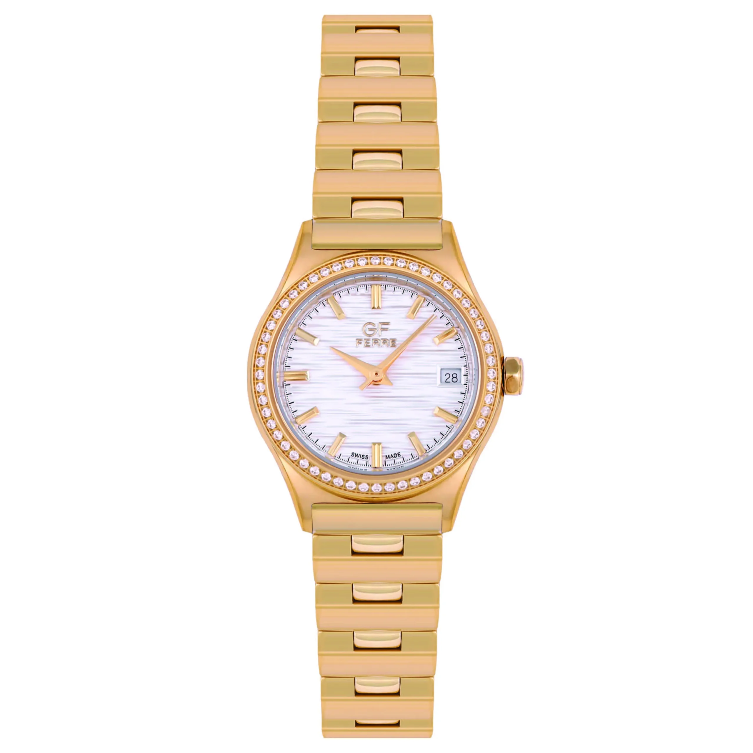 GF Ferre- Ladies- GP Case- Silver Dial- GP Band- CZ