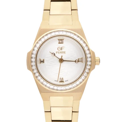 GF Ferre- Ladies- GP Case- White Dial- GP Band- CZ