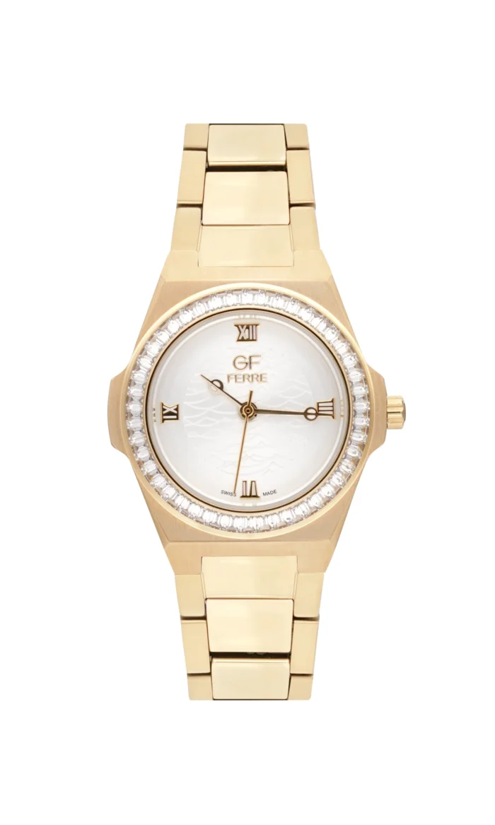 GF Ferre- Ladies- GP Case- White Dial- GP Band- CZ - Image 1