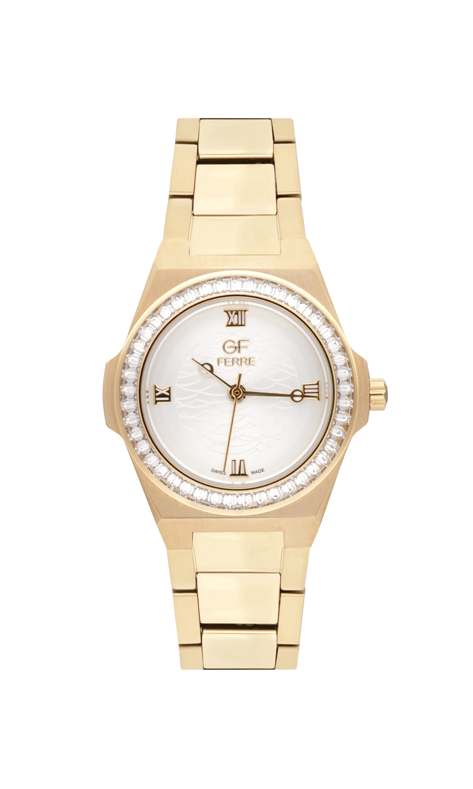 GFGP6004LZ.webp GF Ferre- Ladies- GP Case- White Dial- GP Band- CZ - Image 1