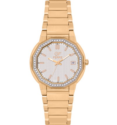 GF Ferre- Ladies- GP Case- White Dial- GP Band- CZ
