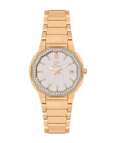 GFGP8065LZ.webp GF Ferre- Ladies- GP Case- White Dial- GP Band- CZ - Image 1