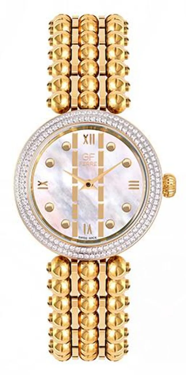 GFGP8066LZ.webp GF Ferre- Ladies- GP Case- MOP Dial- GP Band- CZ - Image 1