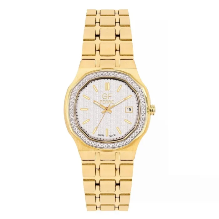 GF Ferre- Ladies- GP Case- White Dial- GP Band- CZ - Image 1