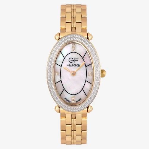 GFGP8093LZ.webp GF Ferre- Ladies- GP Case- MOP Dial- GP Band- CZ - Image 1