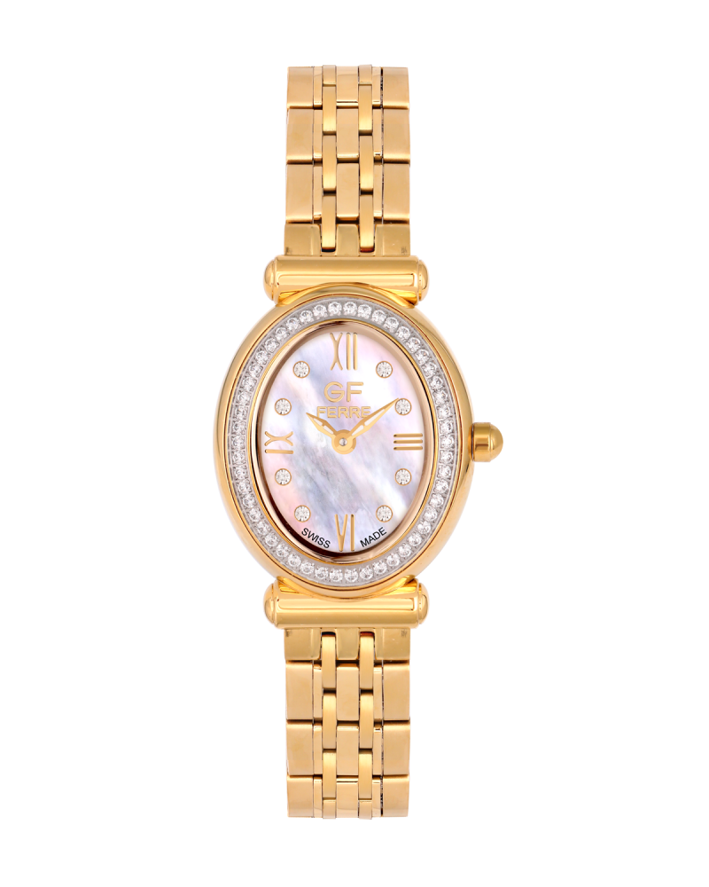 GFGP8103LZ.webp GF Ferre- Ladies- GP Case- MOP Dial- GP Band- CZ - Image 1