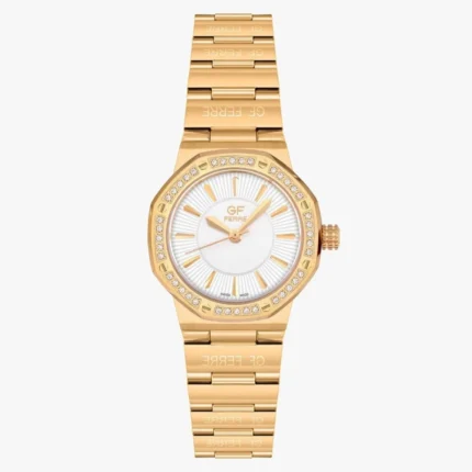 GF Ferre- Ladies- GP Case- White Dial- GP Band- CZ