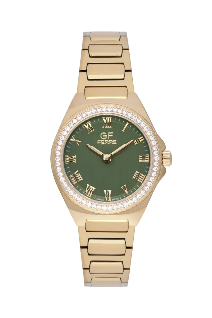 GF Ferre- Ladies- GP Case- Green Dial- GP Band- CZ - Image 1