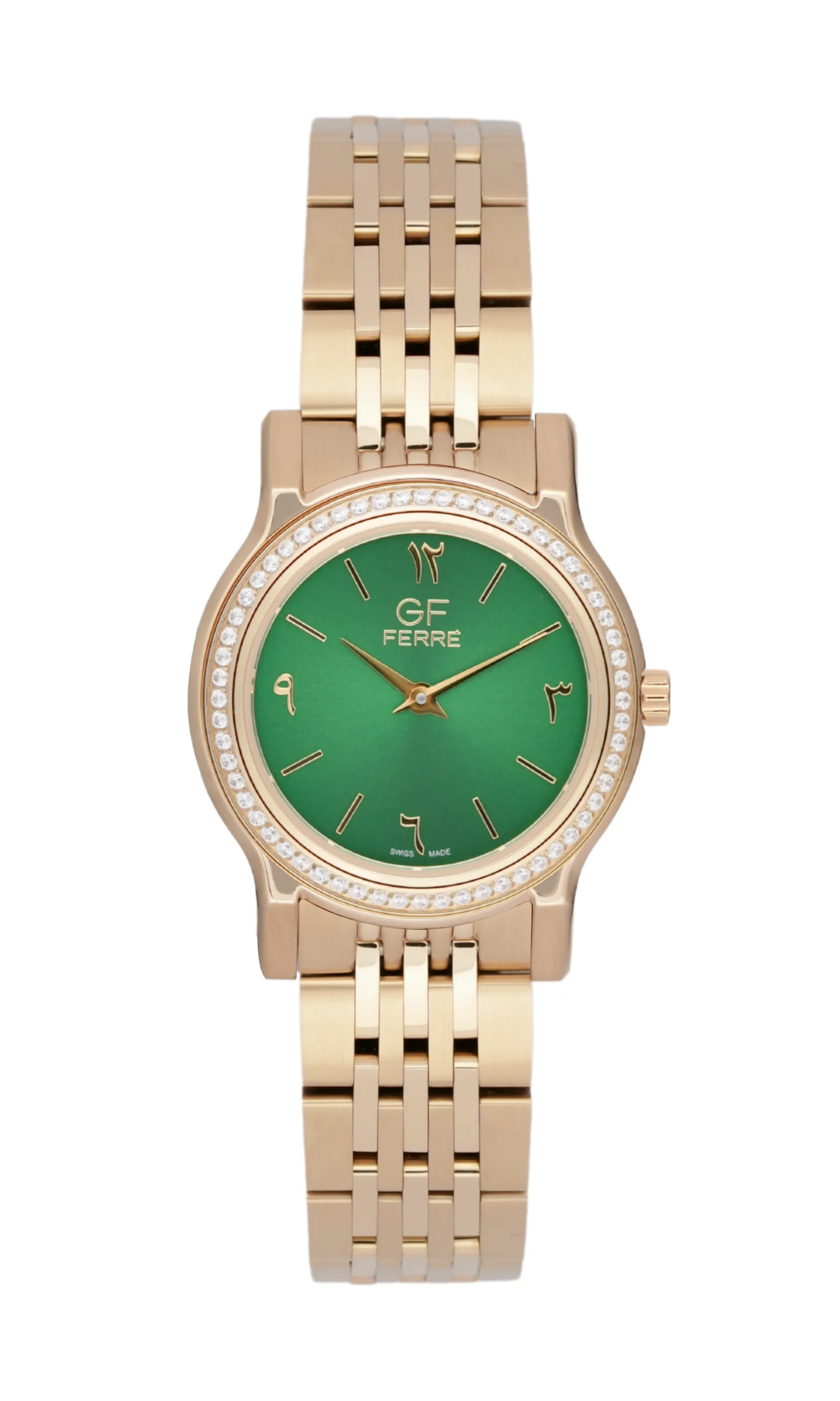 GF Ferre- Ladies- GP Case- Green Dial- GP Band- CZ