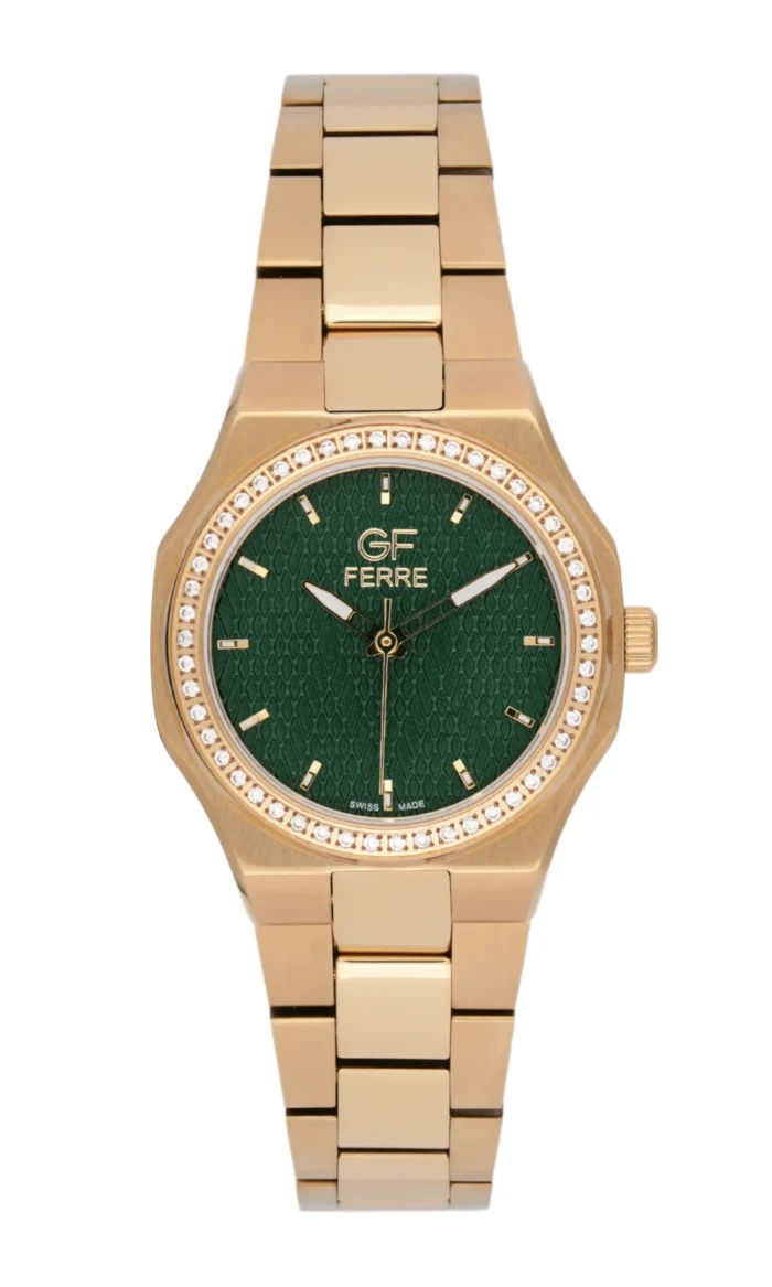 GF Ferre- Ladies- GP Case- Green Dial- GP Band- CZ - Image 1