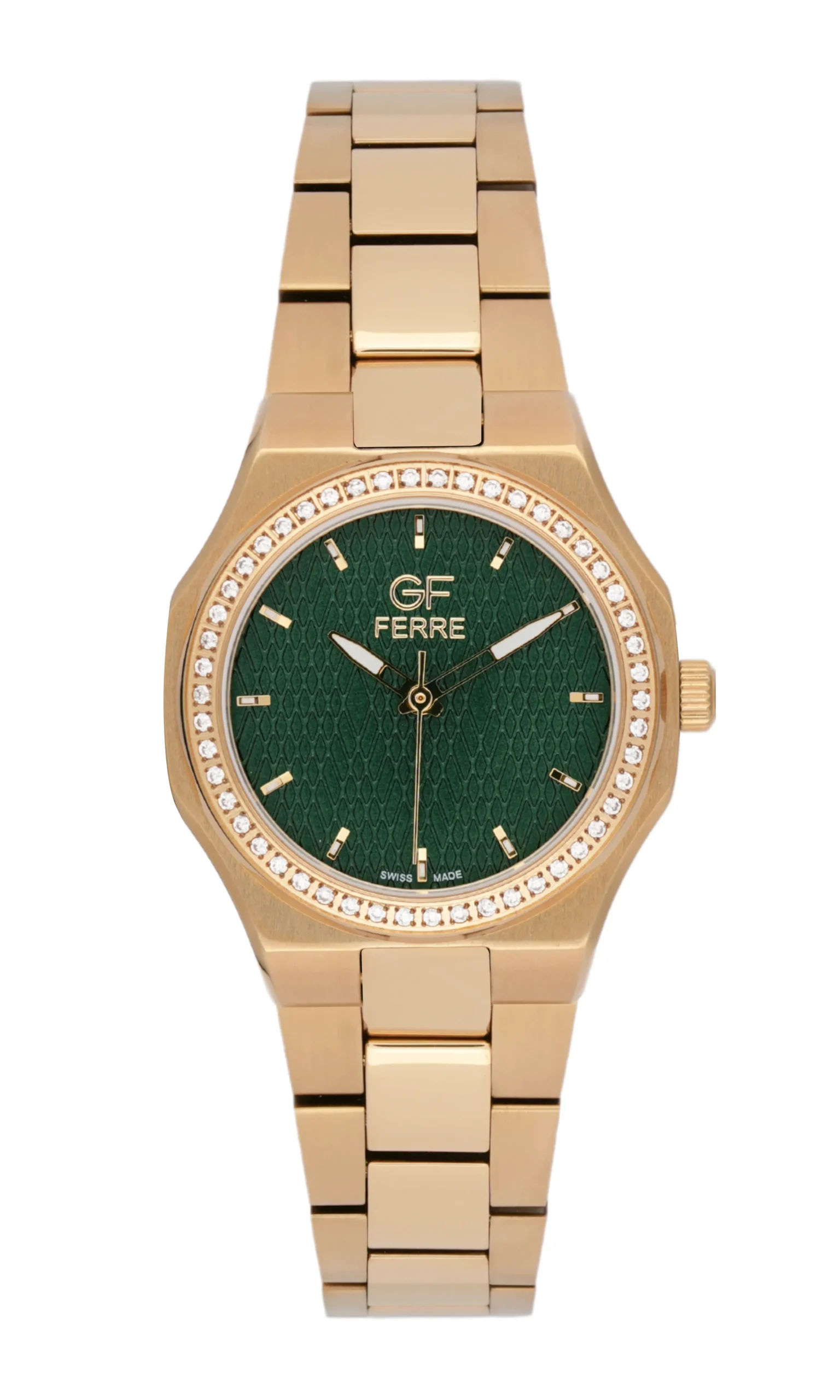 GFGPGN6015L.webp GF Ferre- Ladies- GP Case- Green Dial- GP Band- CZ - Image 1