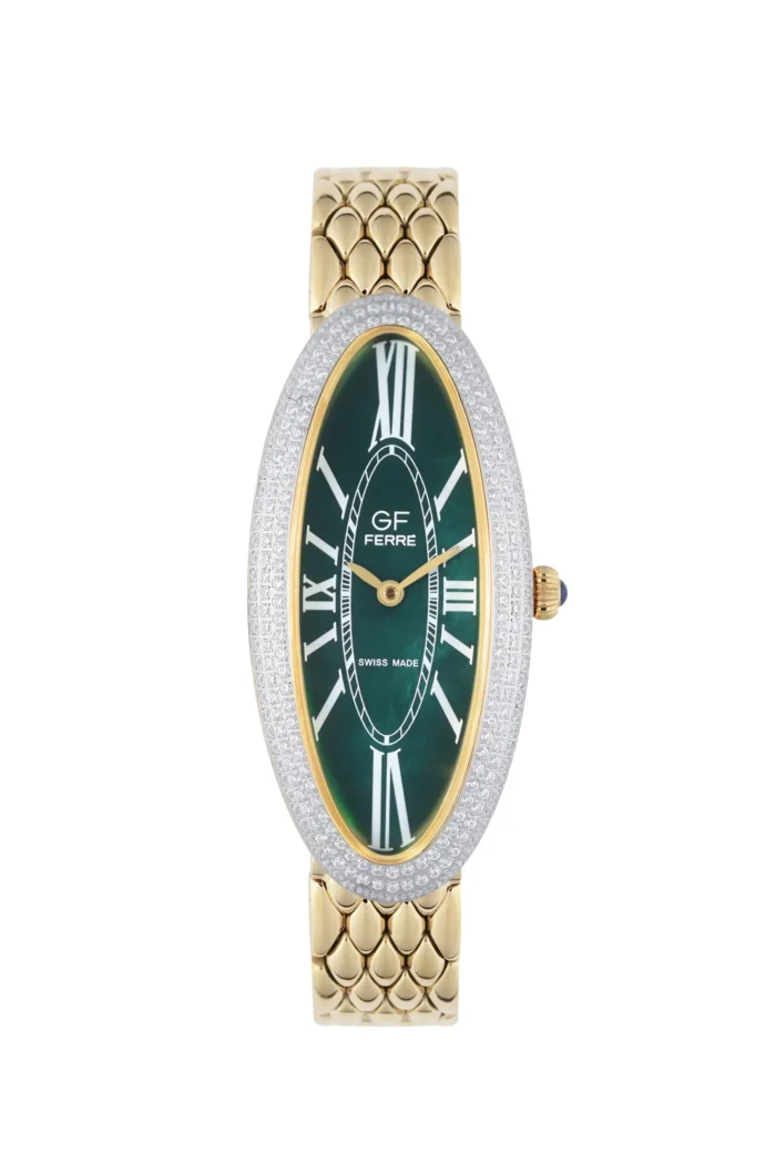 GF Ferre- Ladies- GP Case- Green Dial- GP Band- CZ - Image 1