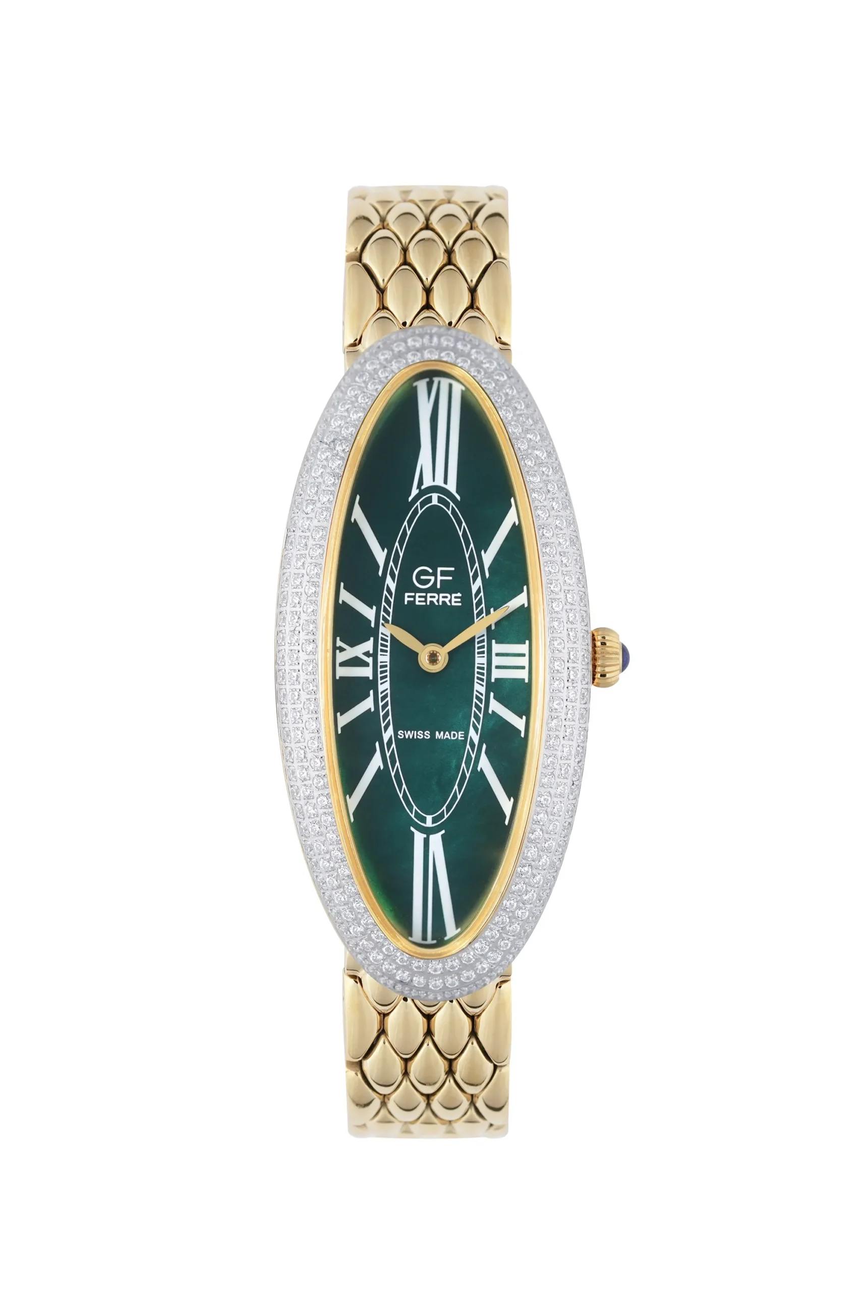 GFGPGN8084LZ.webp GF Ferre- Ladies- GP Case- Green Dial- GP Band- CZ - Image 1
