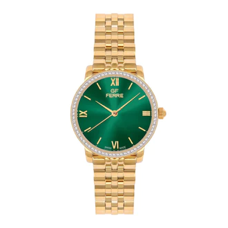 GF Ferre- Ladies- GP Case- Green Dial- GP Band- CZ