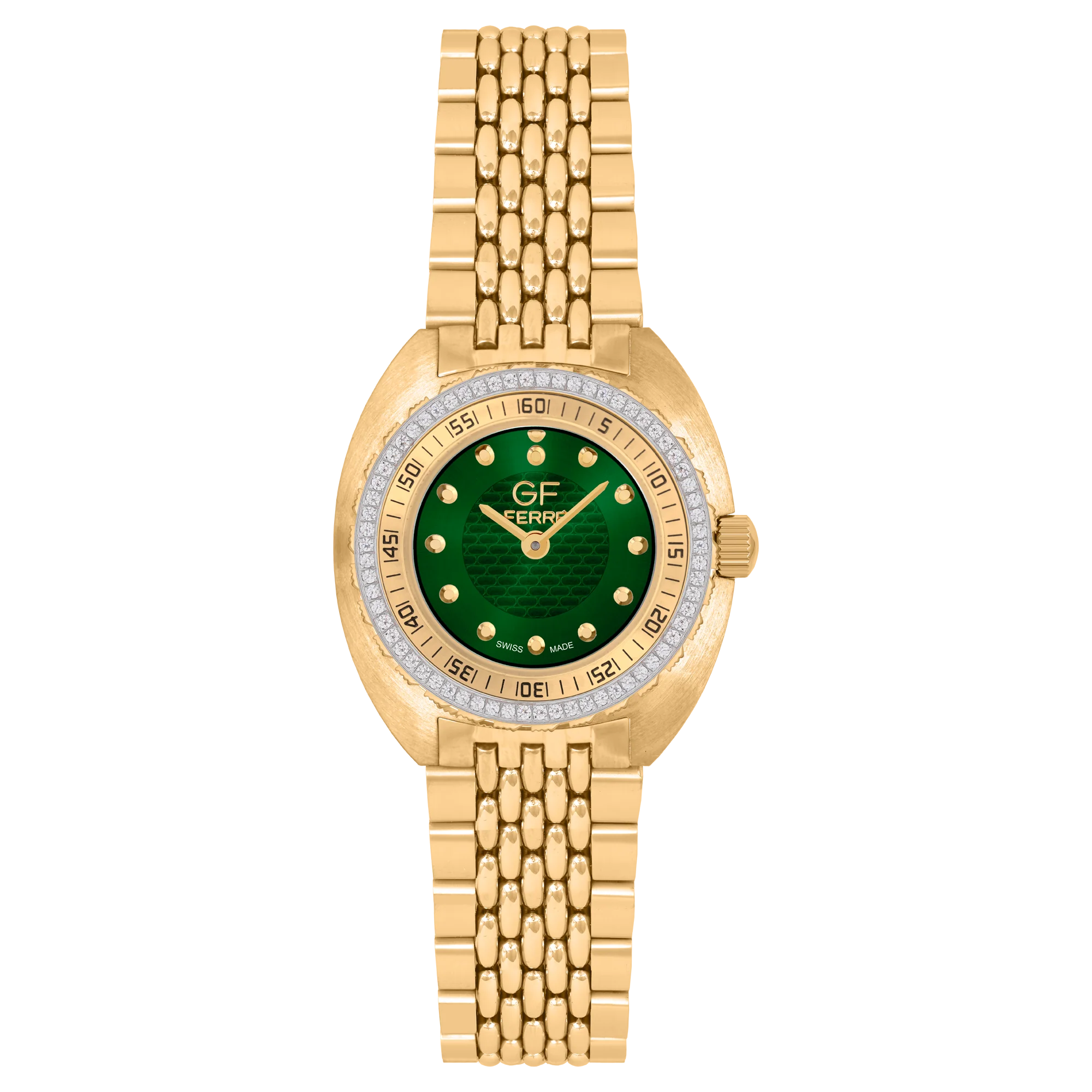 GFGPN170038LZ.webp GF Ferre- Ladies- GP Case- Green Dial- GP Band- CZ - Image 1