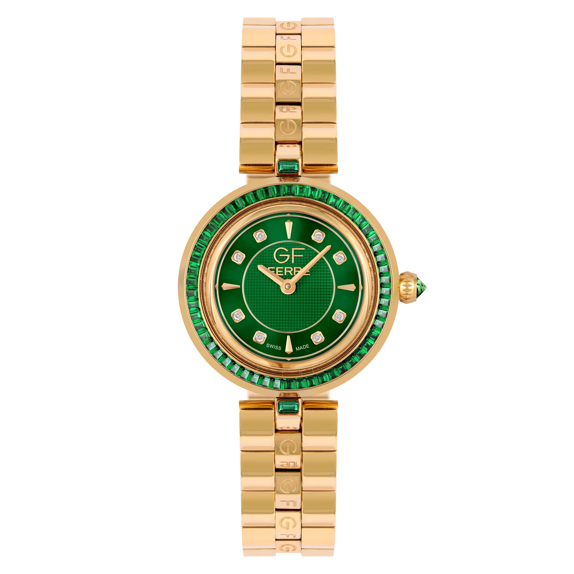 GF Ferre- Ladies- GP Case- Green Dial- GP Band- CZ
