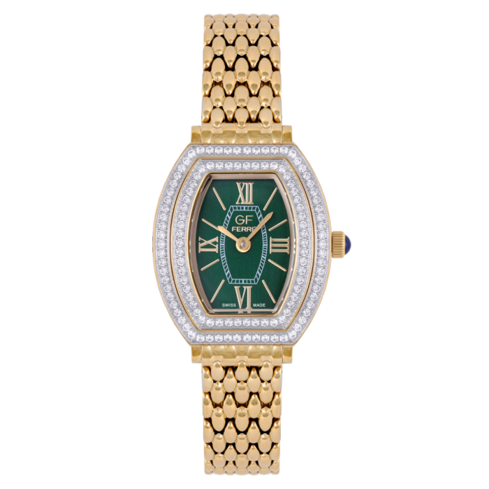 GF FERRE- Ladies- GP Case- Green Dial- GP Band- cz - Image 1