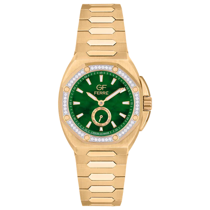 GF Ferre- Ladies- GP Case- Green Dial- GP Band- CZ