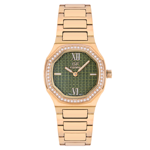 GFGPN24347LZ.webp GF Ferre- Ladies- GP Case- Green Dial- GP Band- CZ - Image 1
