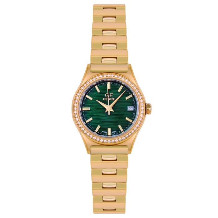 GF Ferre- Ladies- GP Case- Green Dial- GP Band- CZ - Image 1