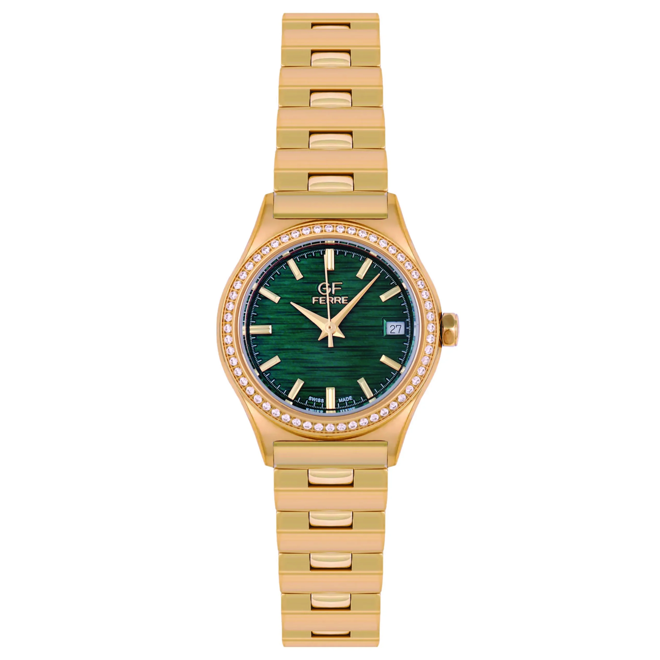 GFGPN24360LZ.webp GF Ferre- Ladies- GP Case- Green Dial- GP Band- CZ - Image 1