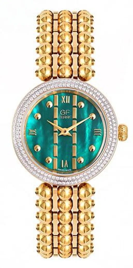 GF Ferre- Ladies- GP Case- Green Dial- GP Band- CZ