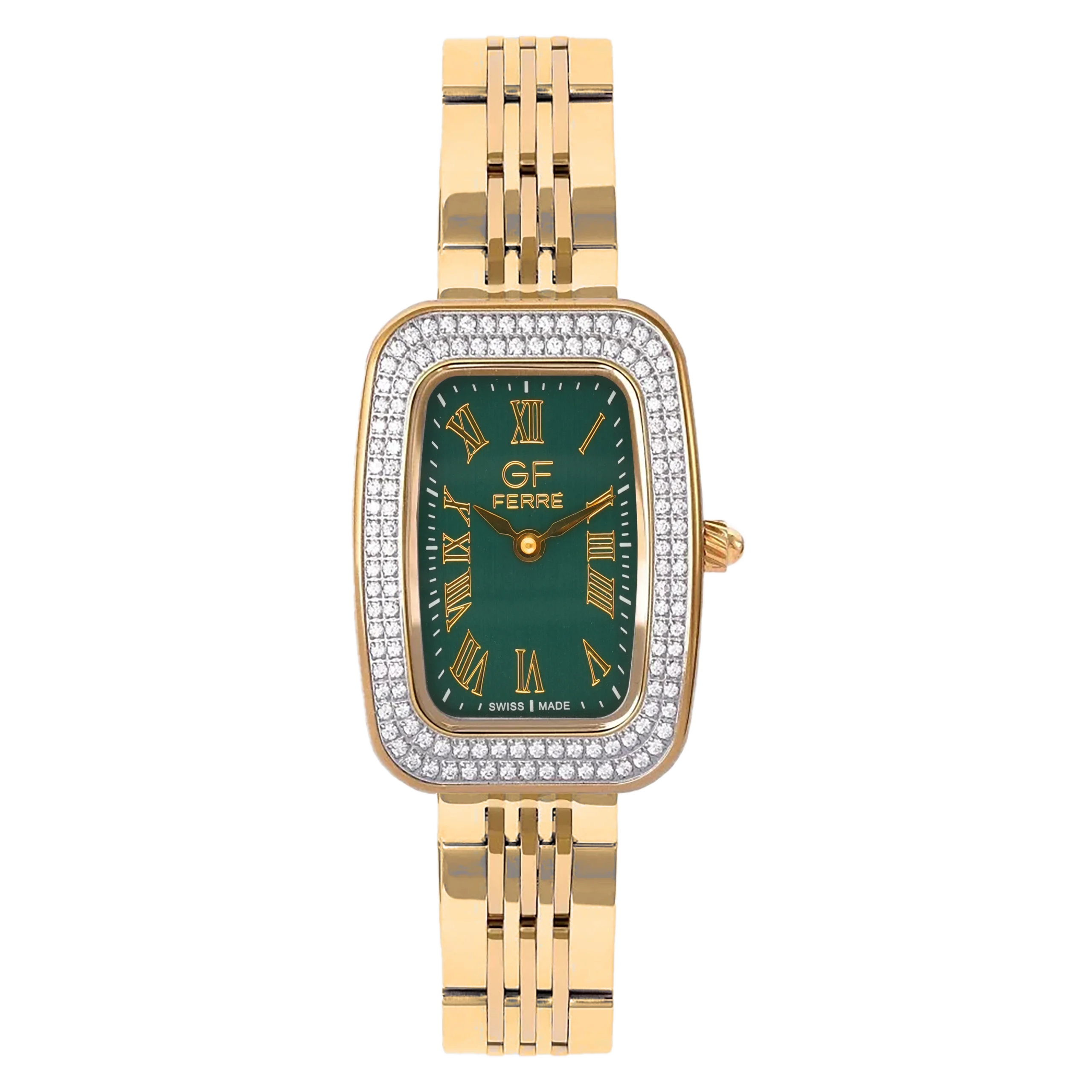 GFGPN8094LZ.webp GF Ferre- Ladies- GP Case- Green Dial- GP Band- CZ - Image 1