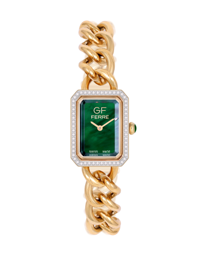GFGPN8100LZ.webp GF Ferre- Ladies- GP Case- Green Dial- GP Band- CZ - Image 1