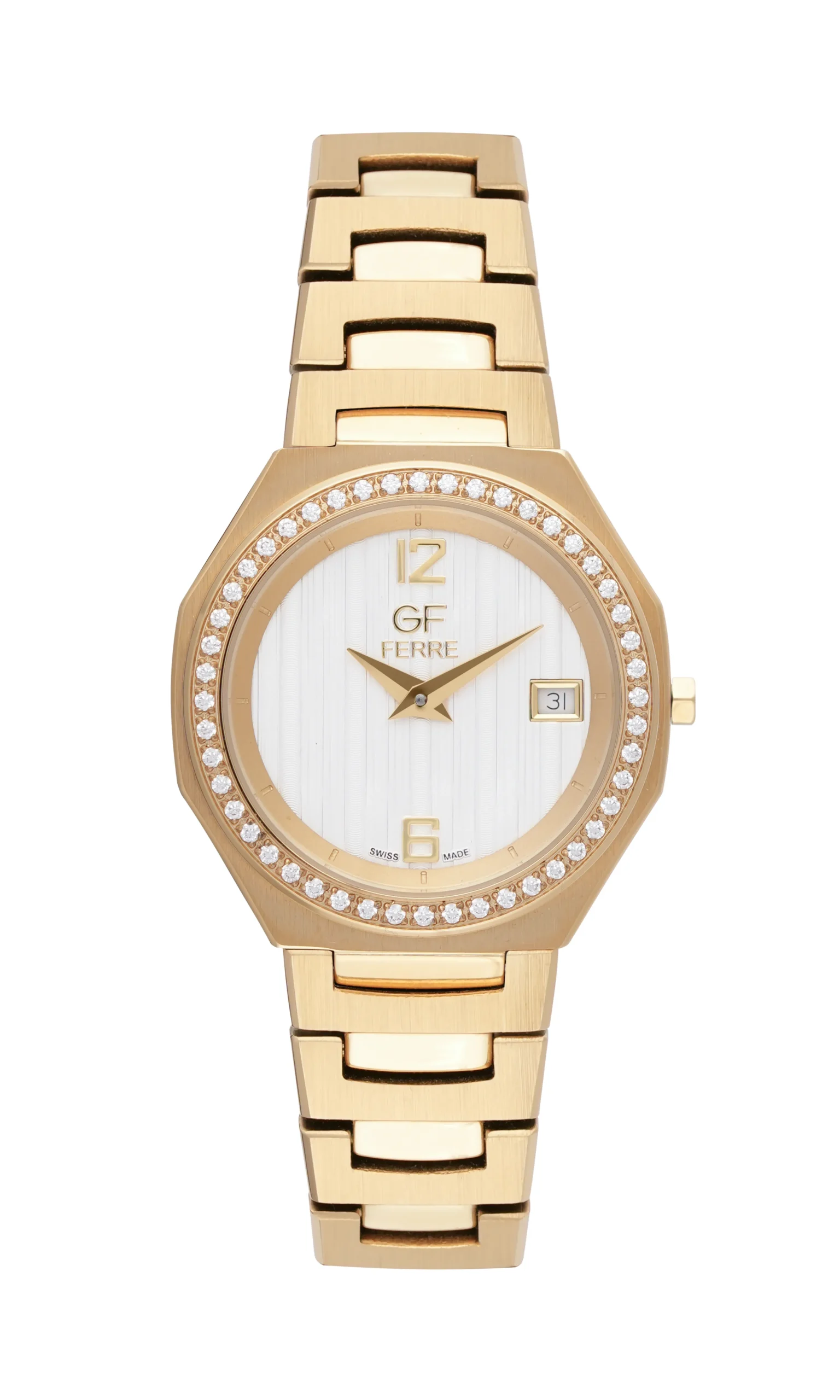 GFGPW2486L.webp GF Ferre- Ladies- GP Case- Silver Dial- GP Band- CZ - Image 1