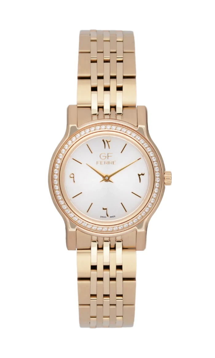 GF Ferre- Ladies- GP Case- White Dial- GP Band- CZ - Image 1