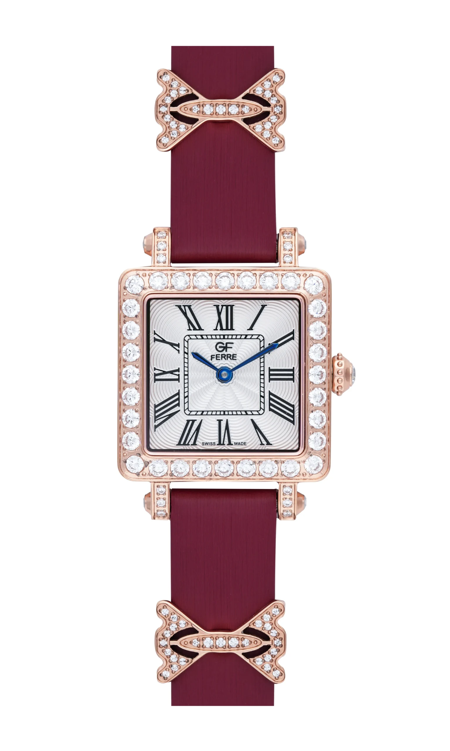 GFRG3056L-RD.webp GF Ferre- Ladies- RG Case- White Dial- Red Leather Strap- CZ - Image 1