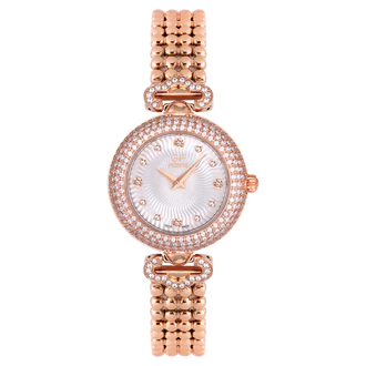 GF Ferre- Ladies- RG Case- White Dial- RG Band- CZ