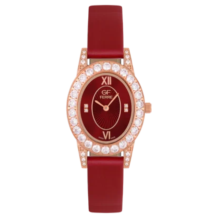 GF Ferre- Ladies- RG Case- Red Dial- Red Leather Strap- CZ