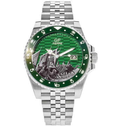 GF Ferre- Gents- SS Green Case- Green Dial- SS Band
