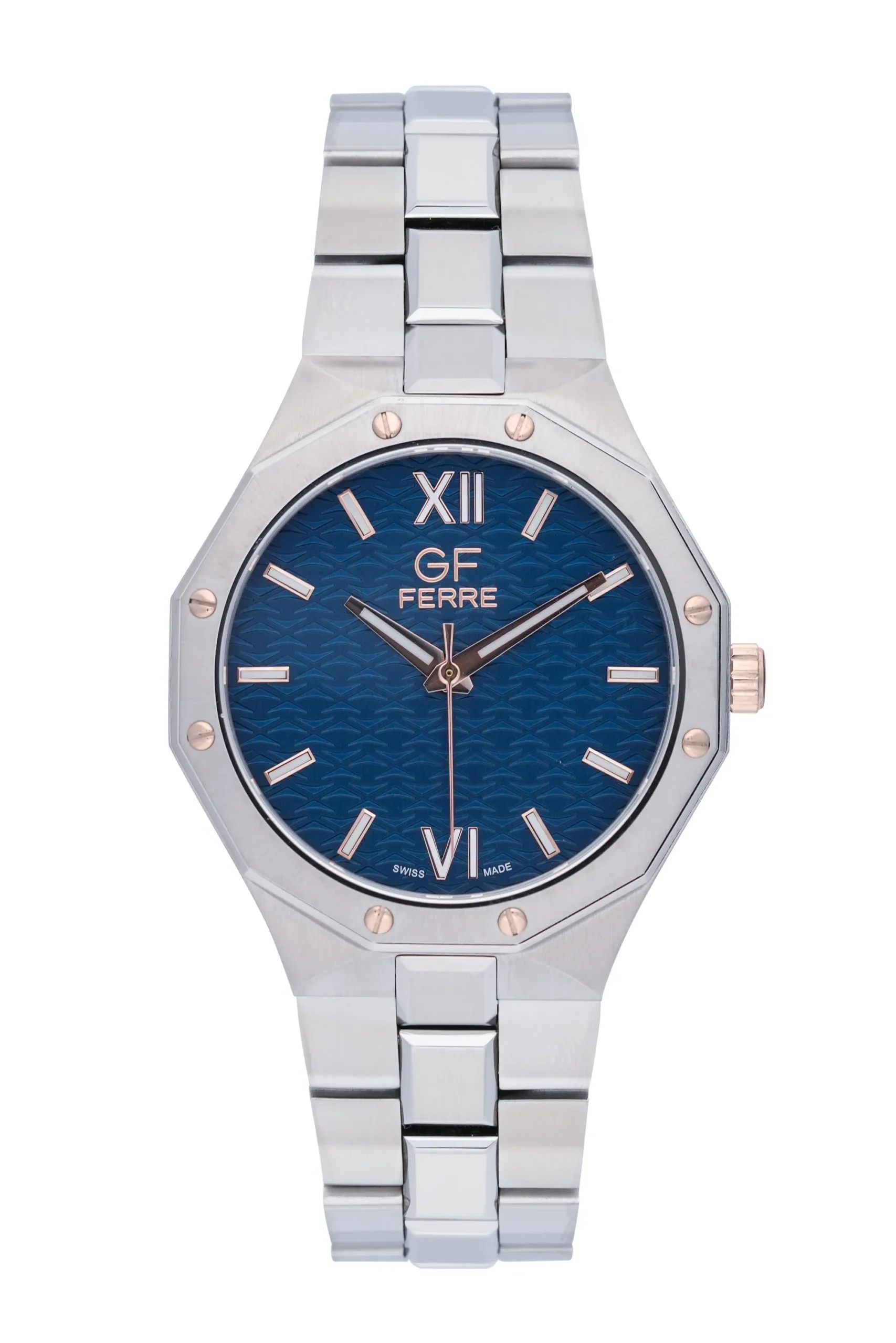 GFSRGBU25375G.webp GF Ferre- Gents- TTRG Case- Blue Dial- SS Band - Image 1