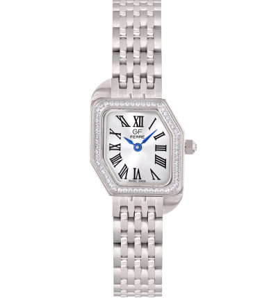 GF Ferre- Ladies- SS Case- Silver Dial- SS Band- CZ
