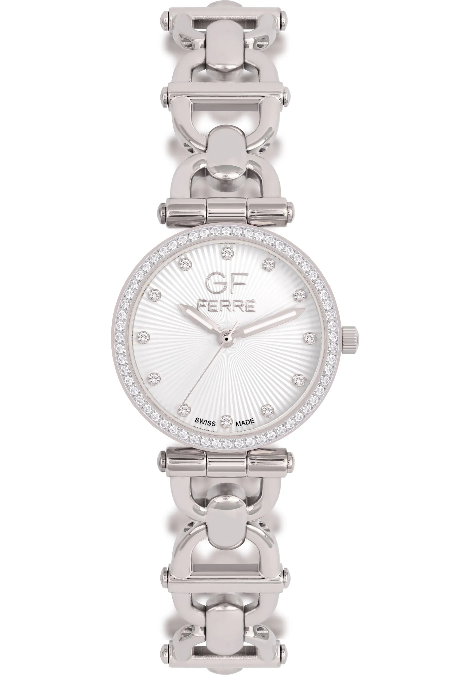 GFSS170030LZ.webp GF Ferre- Ladies- SS Case- White Dial- SS Band- CZ 64-12 - Image 1