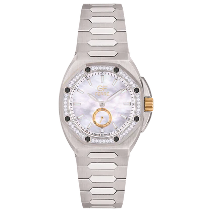 GF Ferre- Ladies- SS Case- White Dial- SS Band- CZ